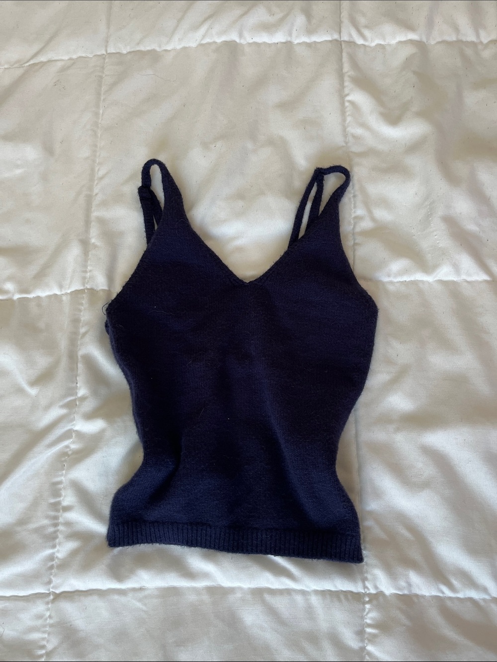 Garage Double-Strap Navy V-Neck Knit Tank